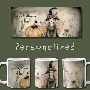 Personalised Vintage Whimsical Halloween Witch,   Coffee Mug