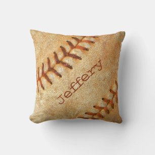 Personalised vintage White Baseball red stitching Cushion