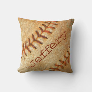 Personalised vintage White Baseball red stitching Cushion