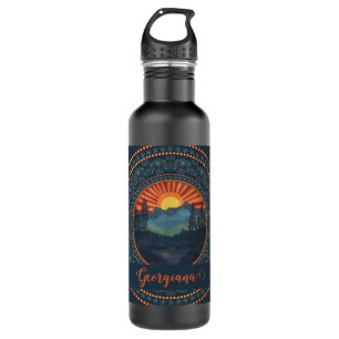 Personalised Vintage Wilderness Sunset Dot Mandala 710 Ml Water Bottle