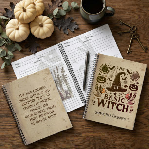 Personalised Vintage Witchcore Halloween Cookbook Notebook