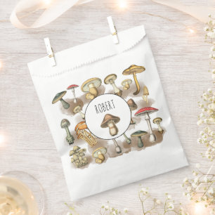 Personalised Vintage Woodland Forest Mushrooms Favour Bags