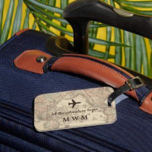 Personalised Vintage World Map Luggage Tag