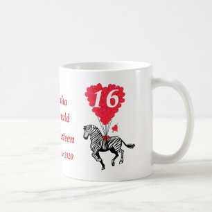 Personalised vintage zebra Sweet Sixteen Coffee Mug
