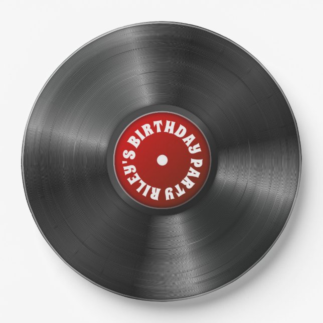 Personalised Vinyl Album Record Red Party Paper Plate (Front)