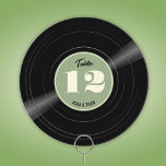 Personalised Vinyl Record Sage Green Table Number<br><div class="desc">A sage green retro vinyl record style round paper table number sign for your wedding. This fun round sign features bold fun easy-to-read numbers and the label is personalised with your names. Whatever kind of music you love, this nostalgic LP style table number is an elegant accent for your wedding...</div>
