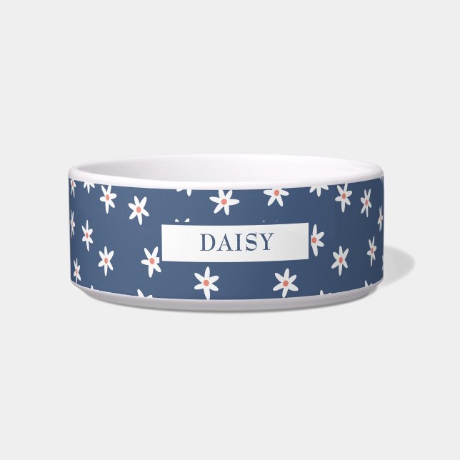 Personalised Violet and White Daisy Floral Pattern Bowl (Front)