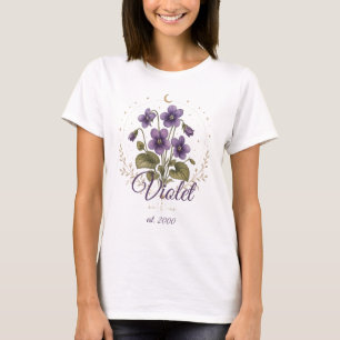 Personalised Violet Birth Flower Name Shirt