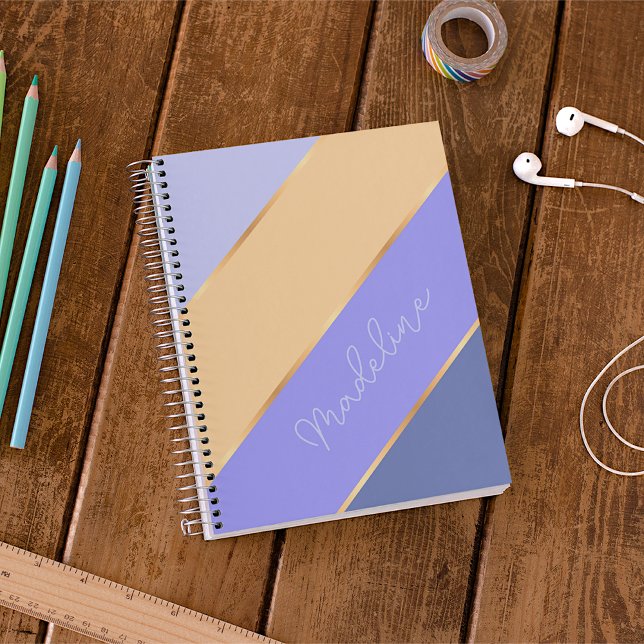 Personalised Violet Blue Purple Yellow Gold Stripe Planner (Creator Uploaded)