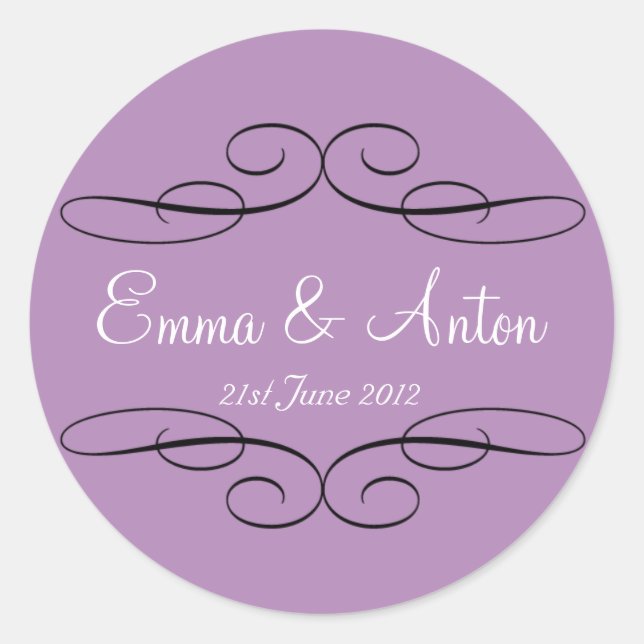 Personalised Violet Filigree Favour  sticker (Front)