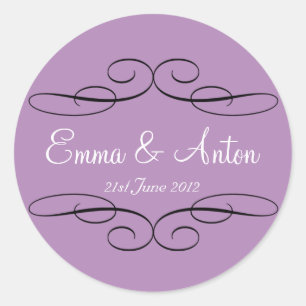 Personalised Violet Filigree Favour sticker