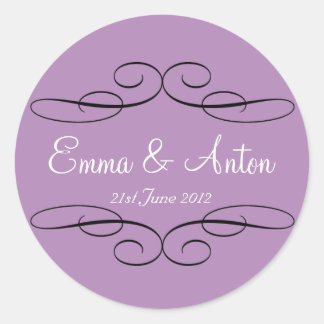 Personalised Violet Filigree Favour  sticker