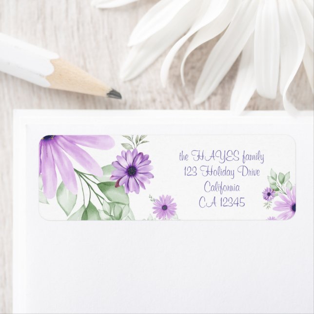 Personalised  Violet Green, Watercolor Flowers (Insitu)