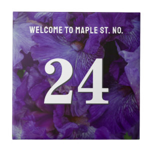 Personalised violet iris House / Apartment Number Tile