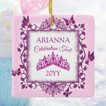 Personalised Violet Tiara & Butterflies Keepsake