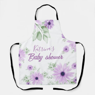 Personalised Violet Watercolor Flowers Baby Shower Apron