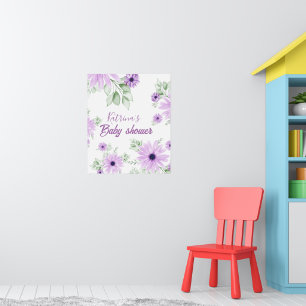 Personalised Violet Watercolor Flowers Baby Shower Poster