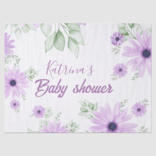 Personalised Violet Watercolor Flowers Baby Shower Tissue Paper