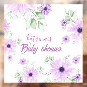 Personalised Violet Watercolor Flowers Baby Shower Window Cling