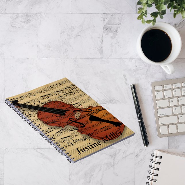 Personalised Violin and Sheet Music Notebook (Creator Uploaded)