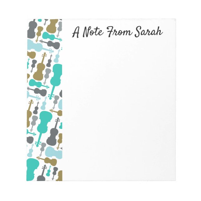 Personalised Violin (or Viola) Pattern Notepad (Front)