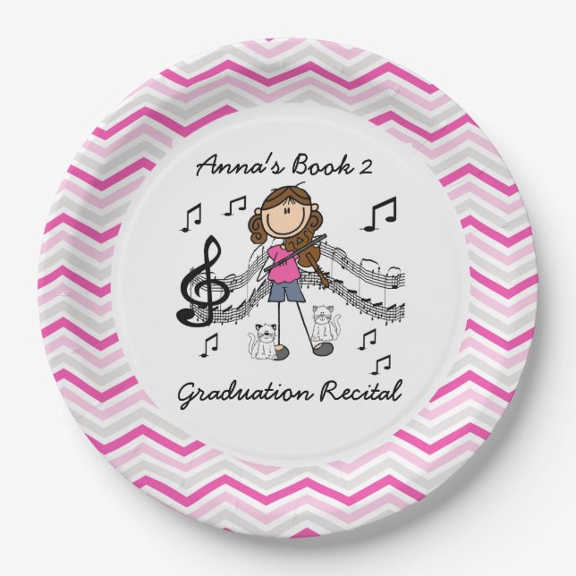 Personalised Violin Player Paper Plates (Front)