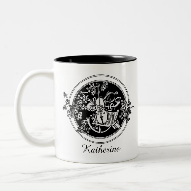 Personalised violin Two-Tone coffee mug (Left)