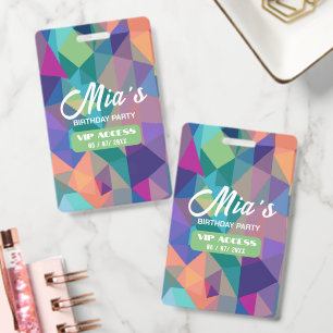 Personalised VIP Birthday Party Access Modern ID Badge