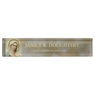 Personalised Virgin Mary Marble Name Plate