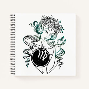 Personalised Virgo Art Deco Lady Notebook