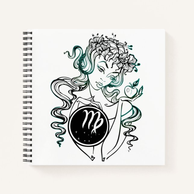 Personalised Virgo Art Deco Lady Notebook (Front)
