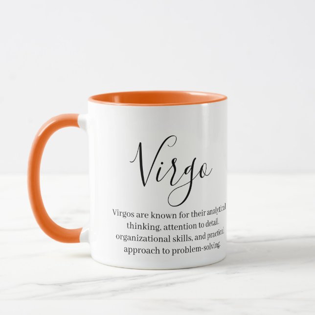 Personalised Virgo Zodiac sign Name and Traits Mug (Left)