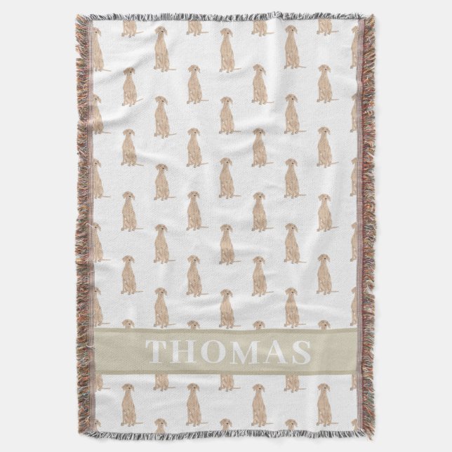 Personalised Vizsla Baby Blanket Pink & White (Front Vertical)