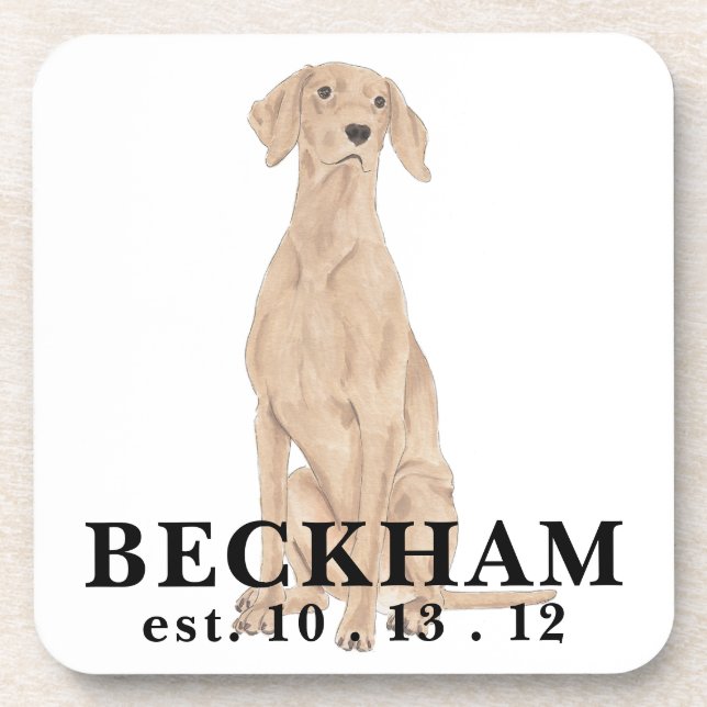 Personalised Vizsla Coaster (Front)
