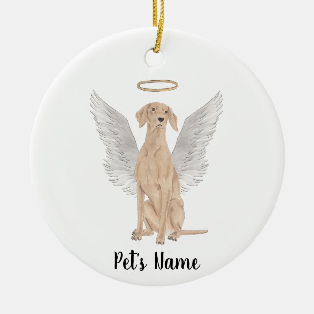 Personalised Vizsla Sympathy Memorial Ceramic Tree Decoration (Front)