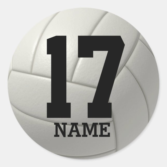 Personalised Volleyball (add your name and number) Classic Round Sticker (Front)