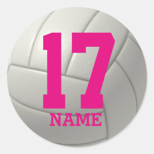 Personalised Volleyball (add your name and number) Classic Round Sticker