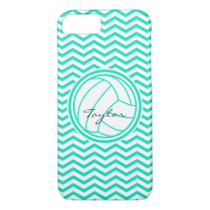 Personalised Volleyball; Aqua Green Chevron iPhone 8/7 Case