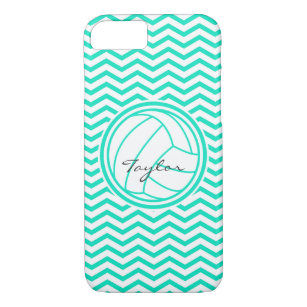 Personalised Volleyball; Aqua Green Chevron Case-Mate iPhone Case