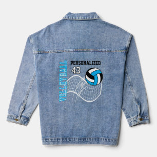Personalised Volleyball - Baby Blue Denim Jacket