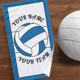 Personalised Volleyball Ball Blue & White Sports Hand Towel