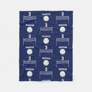 Personalised Volleyball Ball & Net Pattern Fleece Blanket