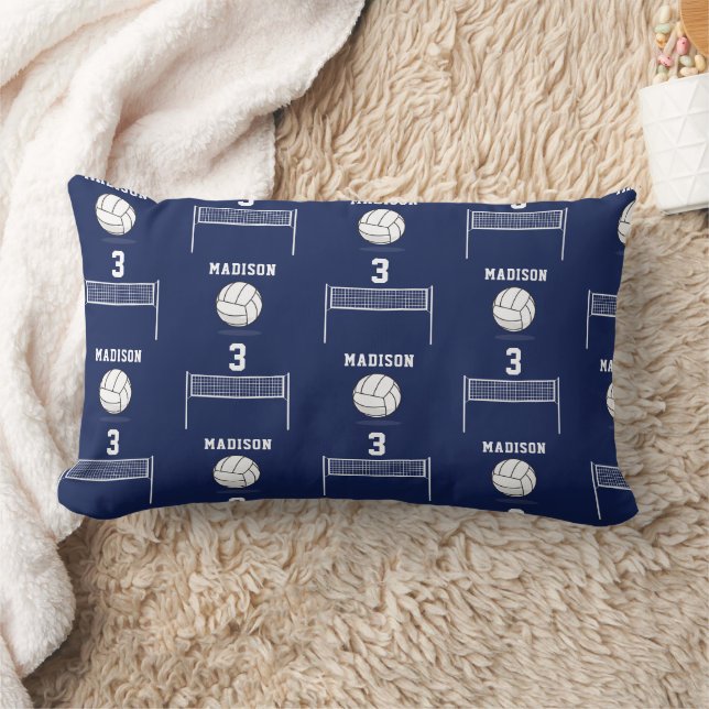 Personalised Volleyball Ball & Net Pattern Lumbar Cushion (Blanket)
