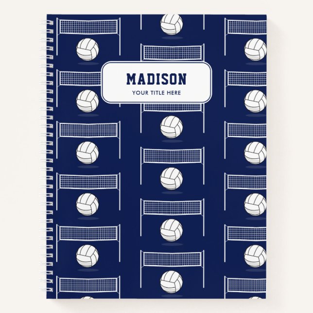 Personalised Volleyball Ball & Net Pattern Notebook (Front)