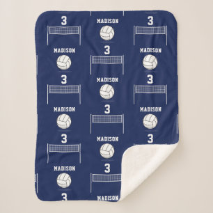 Personalised Volleyball Ball & Net Pattern Sherpa Blanket