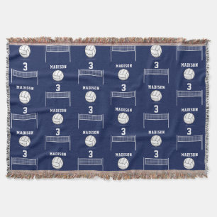 Personalised Volleyball Ball & Net Pattern Throw Blanket