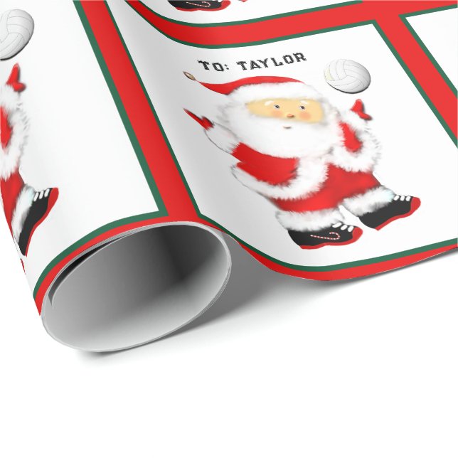 Personalised Volleyball Christmas Holiday Gift Wrapping Paper (Roll Corner)
