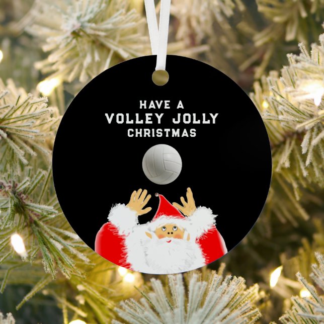 personalised volleyball Christmas Metal Tree Decoration (Insitu)
