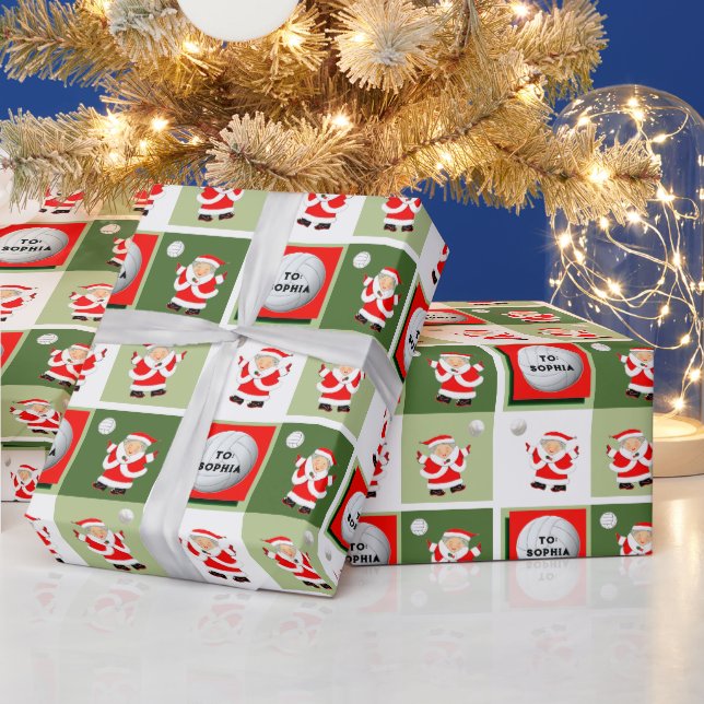 Personalised Volleyball Christmas Wrapping Paper (Holidays)