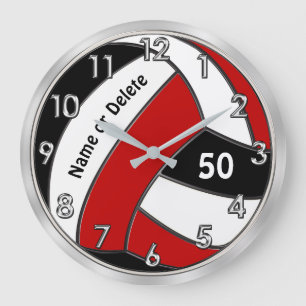 Personalised Volleyball Clock, Volleyball Bedroom Large Clock